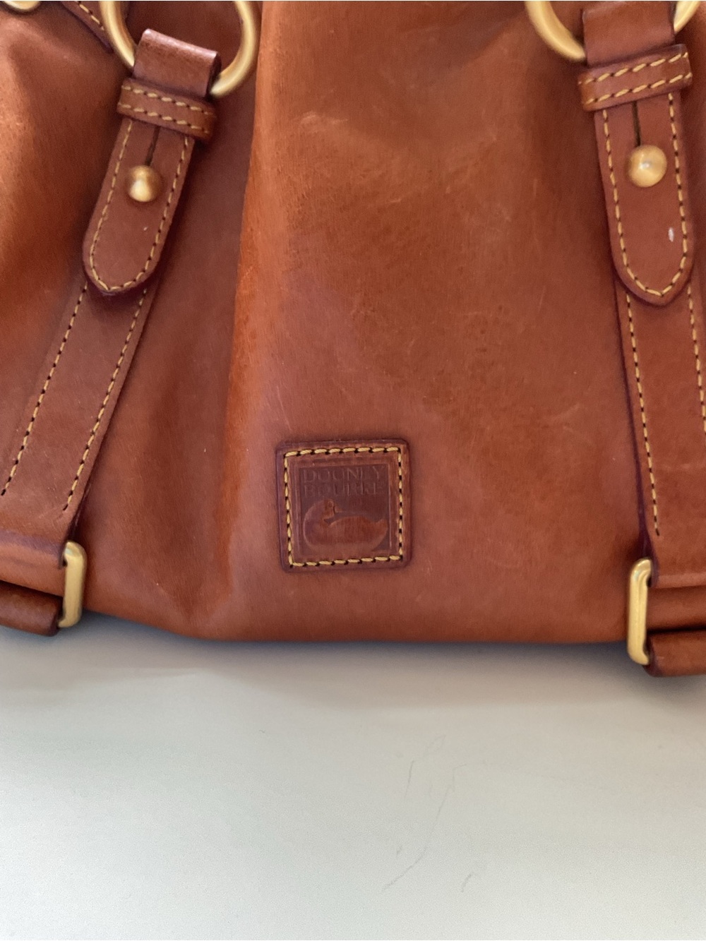 Dooney & Bourke Chestnut Brown Leather Satchel with Tassels - Picture 3 of 9